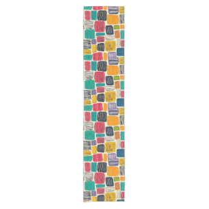 Vibrant Colourful Box Pattern (2) Short Table Runner