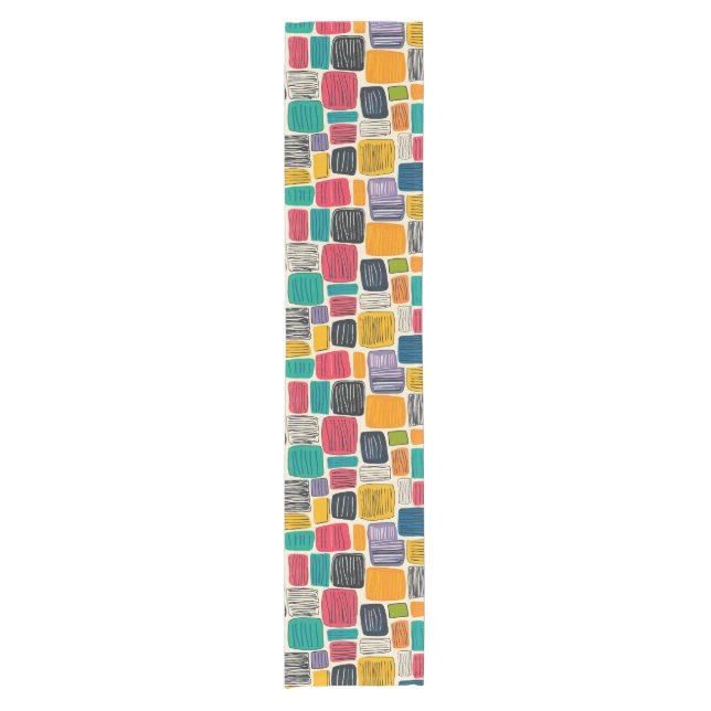 Vibrant Colourful Box Pattern (2) Short Table Runner (Front)