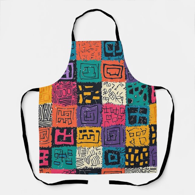 Vibrant Colourful Box Pattern Apron (Front)
