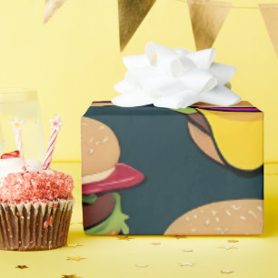 Vibrant Colourful Cheeseburgers Wrapping Paper