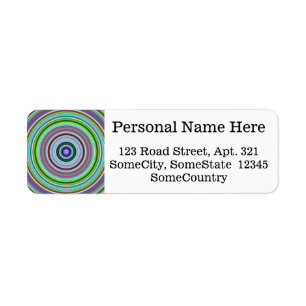 Vibrant Colourful Circles/Rings Pattern Return Address Label
