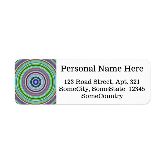 Vibrant Colourful Circles/Rings Pattern Return Address Label (Front)