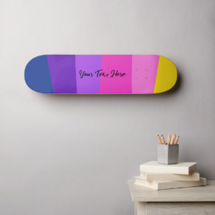 Vibrant Colourful Design Custom Text Skateboard