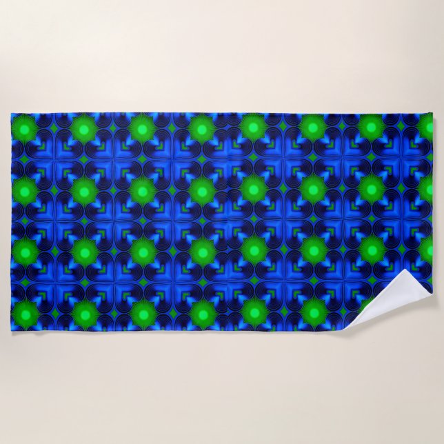 Vibrant Colourful Digital Design Beach Towel – Per (Front)