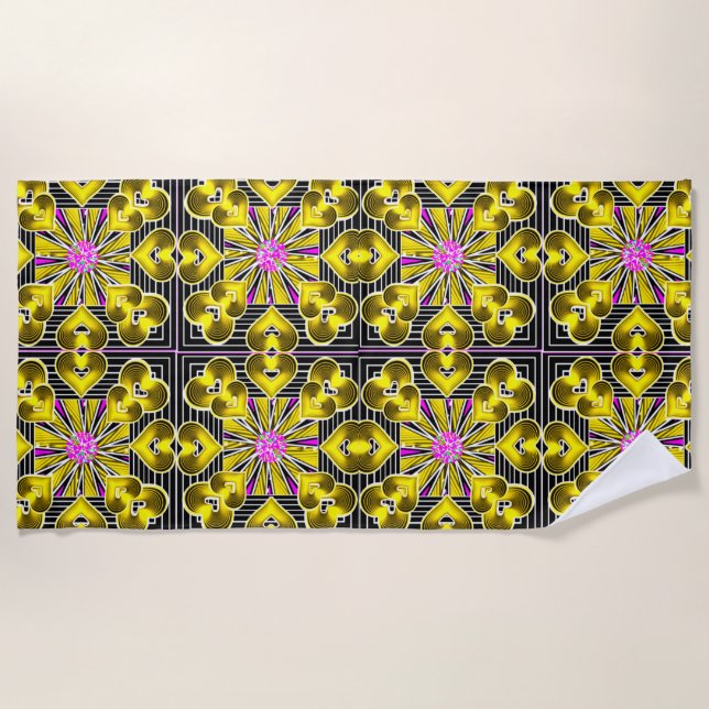 Vibrant Colourful Digital Design Beach Towel – Per (Front)
