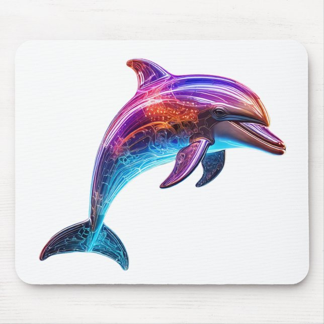 Vibrant Colourful Dolphin Mouse Pad (Front)