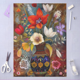 Vibrant Colourful Floral Decoupage Tissue Paper
