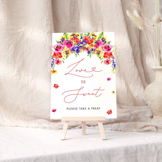 Vibrant Colourful Floral Love is Sweet Poster (Creator Uploaded)