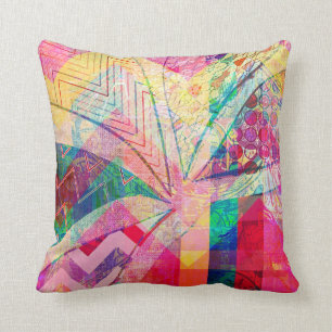 Vibrant Colourful Funky Abstract Girly Butterfly Cushion
