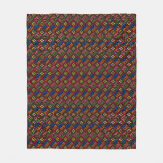 Vibrant Colourful Geometric Tile Repeat Pattern Fleece Blanket