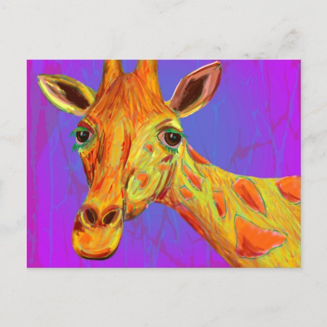 Vibrant Colourful Giraffe in Orange and Yellow Postcard (Front)