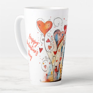 Vibrant & Colourful Happy Valentine's Day Latte Mug