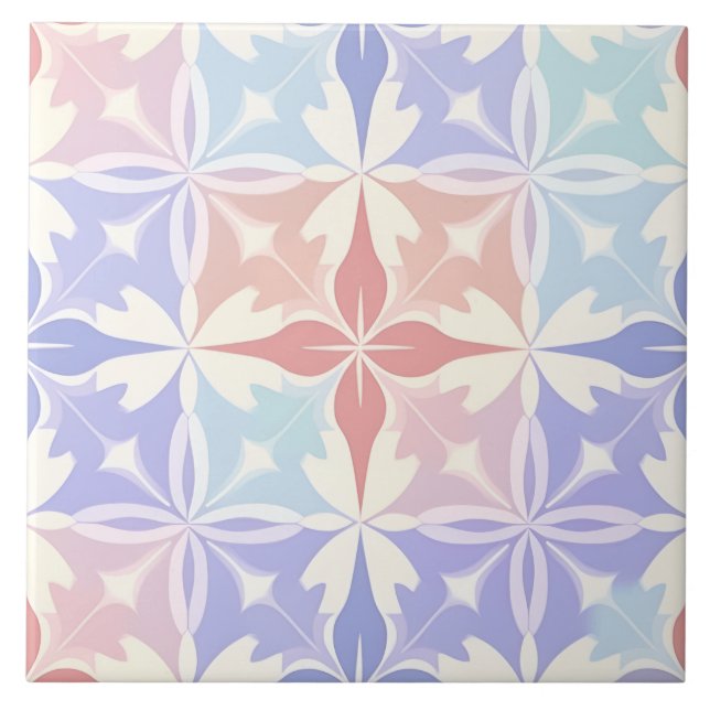 Vibrant Colourful Indian Art Geometric Pattern Ceramic Tile (Front)