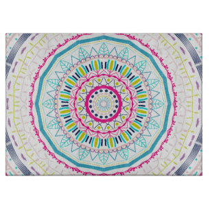 Vibrant Colourful Mandala Art Cutting Board
