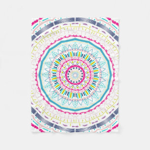 Vibrant Colourful Mandala Art Fleece Blanket