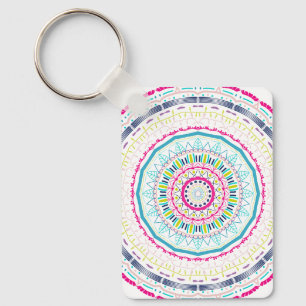 Vibrant Colourful Mandala Art Key Ring
