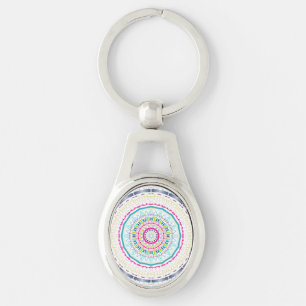 Vibrant Colourful Mandala Art Key Ring