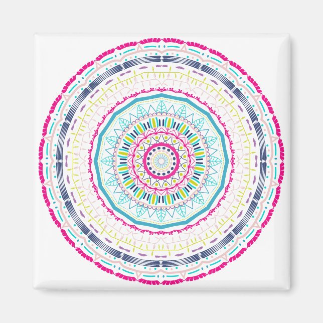 Vibrant Colourful Mandala Art Magnet (Front)