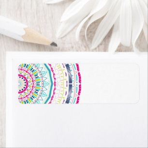 Vibrant Colourful Mandala Art Return Address Label