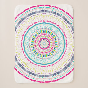 Vibrant Colourful Mandala Art Sherpa Blanket