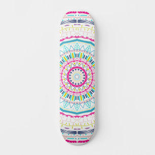 Vibrant Colourful Mandala Art Skateboard