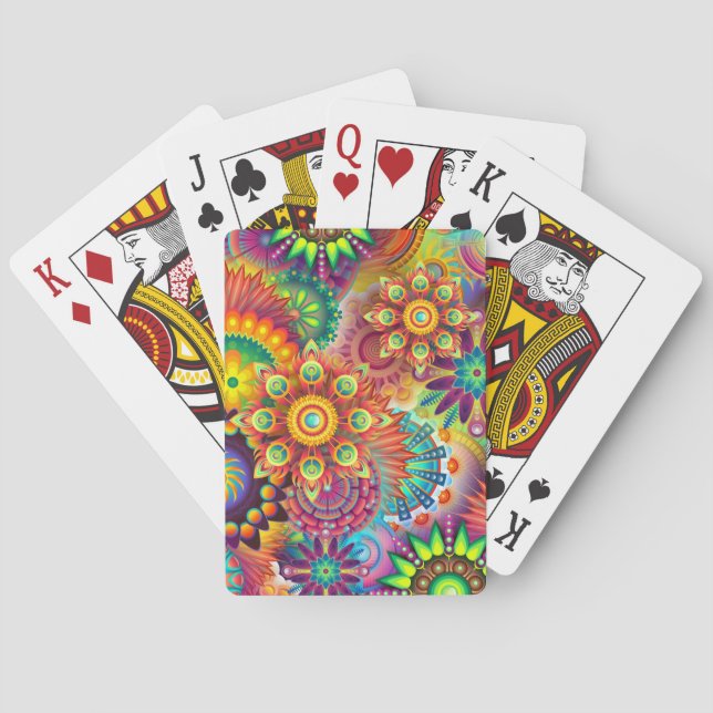 Vibrant Colourful Mandalas Pattern Playing Cards (Back)