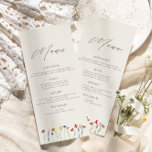 Vibrant Colourful Monogram Wildflower Bloom Weddin Menu<br><div class="desc">This simple, modern and vibrant wildflower wedding menu is perfect for your 'I do's', no matter the season. The elegant spaced wildflowers is both charming and simplistic with the added sophisticated touch of monogrammed bride and groom initials on the reverse side. Enjoy your wedding in spring, summer, fall or winter...</div>