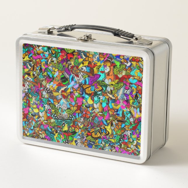 Vibrant Colourful Mosaic Pattern Style Metal Lunch Box (Front)