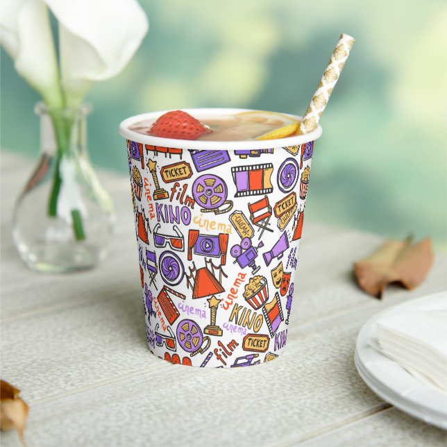 Vibrant Colourful Movie Nights Parties  Paper Cups (Insitu)