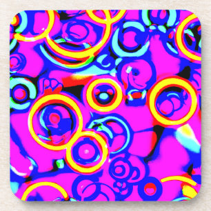 Vibrant Colourful Neon Pattern Coaster