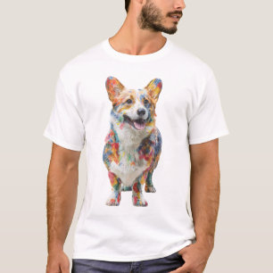 Vibrant Colourful Painted Corgi Illustration Men T-Shirt
