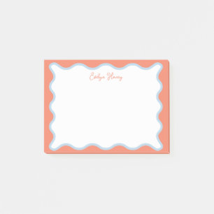 Vibrant Colourful Pink Blue Wavy Zigzag Border Post-it Notes