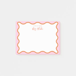 Vibrant Colourful Pink Orange Wavy Zigzag Border Post-it Notes