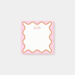 Vibrant Colourful Pink Orange Wavy Zigzag Border Post-it Notes