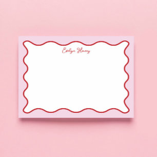 Vibrant Colourful Pink Red Wavy Zigzag Border Notepad