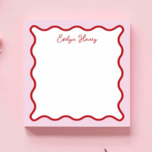 Vibrant Colourful Pink Red Wavy Zigzag Border Notepad