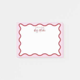 Vibrant Colourful Pink Red Wavy Zigzag Border Post-it Notes
