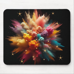 Vibrant Colourful Powder Explosion and Stars Magic Mouse Pad