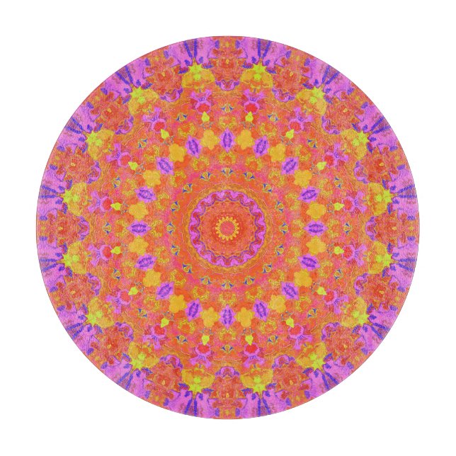 Vibrant Colourful Psychedelic Abstract Kaleidoscop Cutting Board (Front)