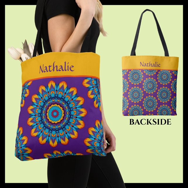 Vibrant Colourful Purple Boho Style Tote Bag (Creator Uploaded)