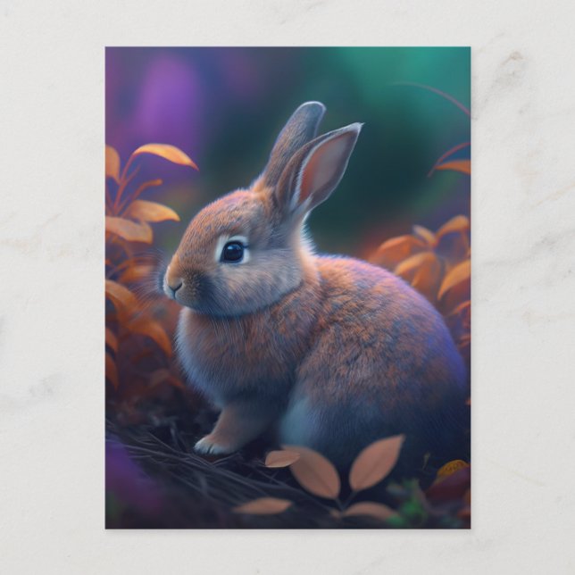 Vibrant Colourful Rabbit  Postcard (Front)
