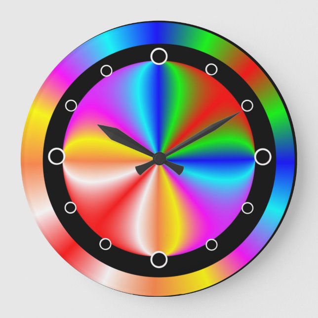 Vibrant Colourful Rainbow Large Clock (Front)