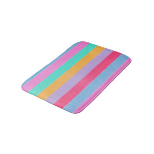 Vibrant Colourful Retro Stripes Bath Mat