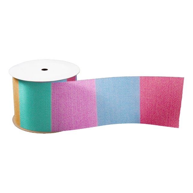 Vibrant Colourful Retro Stripes Satin Ribbon (Spool)