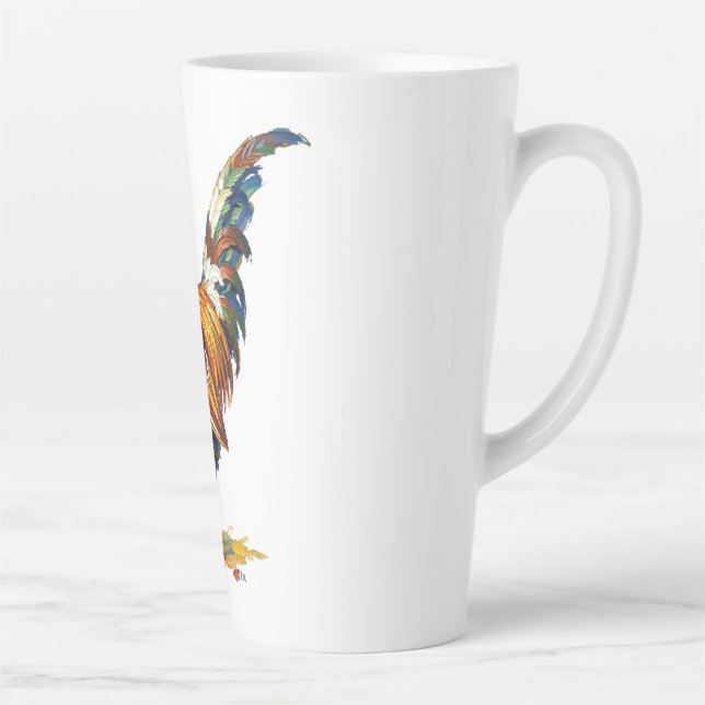 Vibrant Colourful Rooster Illustration Artwork Latte Mug (Right)