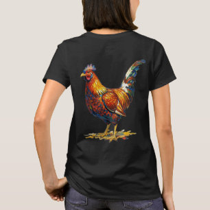 Vibrant Colourful Rooster Illustration Artwork T-Shirt
