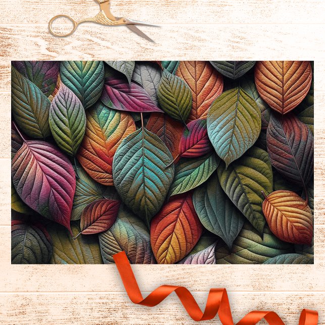 Vibrant Colourful Seasonal Autumn Leaves Tissue Paper (Creator Uploaded)