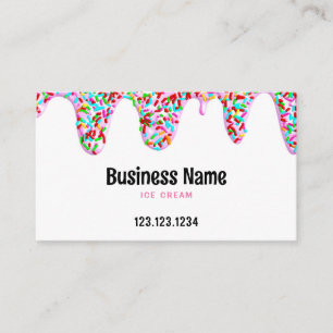 Vibrant Colourful Sprinkles Dripping Ice Cream Business Card