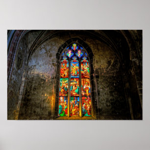 Vibrant Colourful Stained Glass Window Poster
