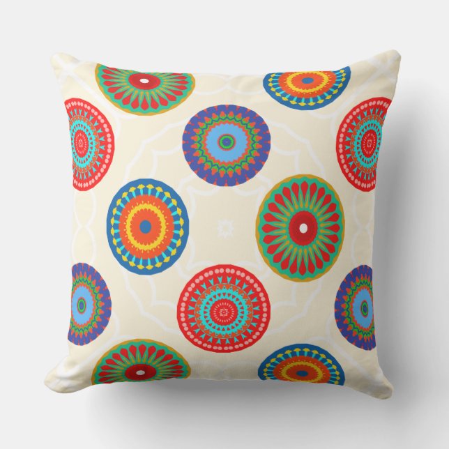 Vibrant Colourful Summer Mandala Double Sided Cushion (Front)